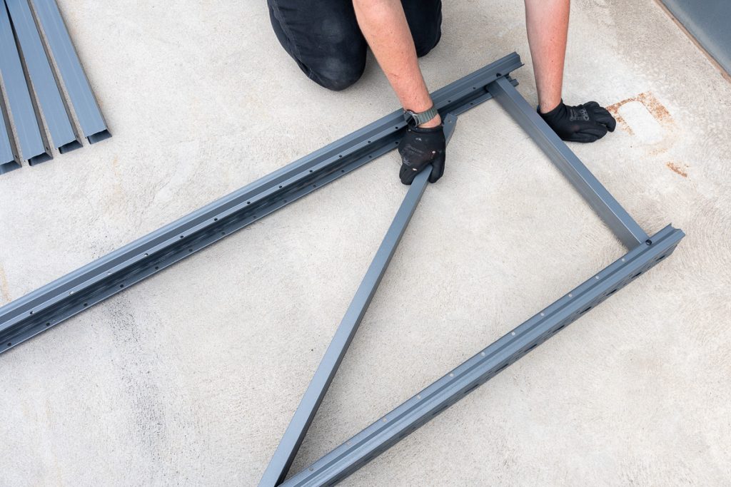 Build the Upright Frames - Position the diagonal beam