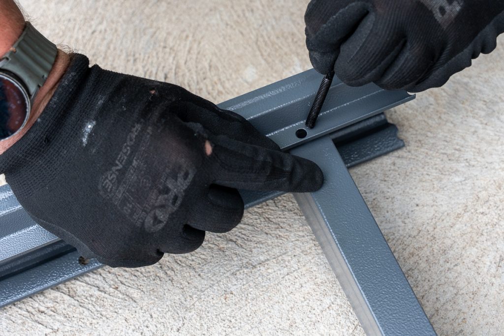Build the Upright Frames - Securing the beams with a long screw