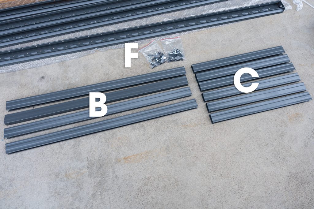 Survey Your Setup - 4x Diagonal Beams, 6x Horizontal Beams, 2x Bag of Hardware