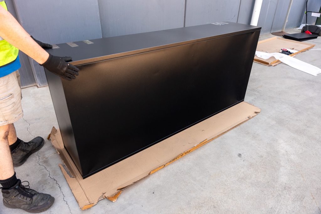 Building the Frame - Cabinet laid flat on its side.